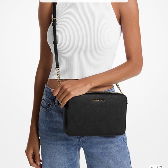 Michael Kors Handbags - Michael Kors Black Crossbody Bag with Gold Accents